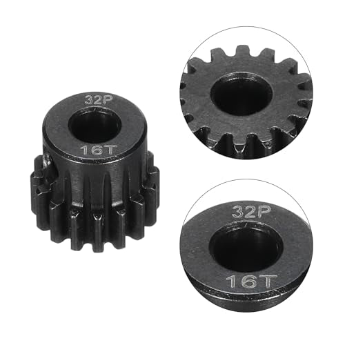 4Pcs 32P Steel Pinion Gear Set 14T 15T 16T 17T for 5mm Shaft Hardened Steel Pinion Gear with Screws and Hexagonal Wrench for RC Motor