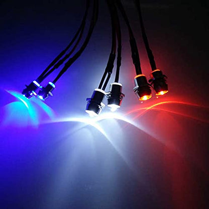 6 LED RC Car Light Kit, White Headlight Red Taillight Yellow Turn Signal Light for 1/10 1/8 RC Models TRX4 D90 SCX10 RC Car Truck Lighting (Red, White & Blue) - color: Red, White & Blue