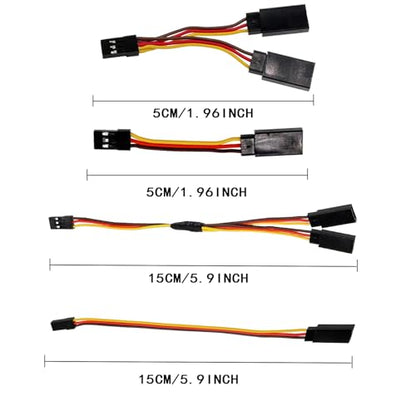 20Pcs Servo Extension Cable and Y Harness Splitter for RC Airplane Car Drone, Compatible with JR Futaba Spektrum (1.97nch /5.9-Inch)