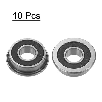 uxcell F698-2RS Flanged Ball Bearing 8x19x6mm Double Sealed Chrome Steel Flange Bearings, 10pcs - size: F698-2RS