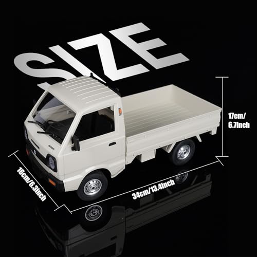ARRIS WPL D14 1/10 RC Kei Truck 4WD with 280 Brushed Motor RTR | Realistic Mini Truck Body, Proportional Control, DIY Upgrade Ready, Hobby Driving Fun - style: WPL D14 White