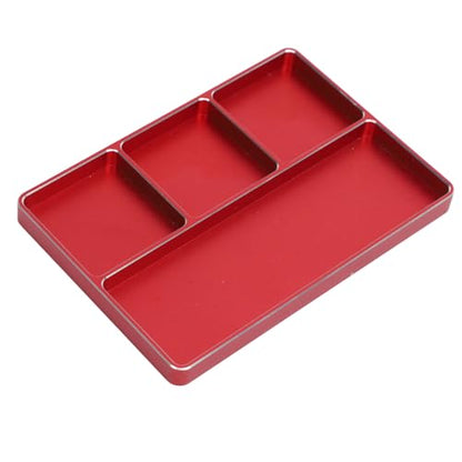 POCREATION RC Screw Tray Aluminum Alloy Magnetic Parts Organizer with 4 Grids 128 X 90 X 9.5 Mm for RC Car Plane Helicopter Boat Repair Workbench Use (Red) - color: Red