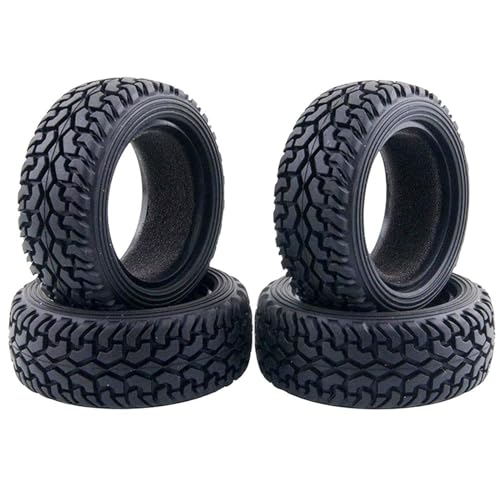 1/10 RC On-Road Car Tyres,WONFAST 4PCS 75mm Rally Grain Car Rubber Tires Sponge Insert for 1:10 RC On Road Run-flating Racing Car Parts for Tamiya HSP HPI Kyosho(Black) - color: 75mm