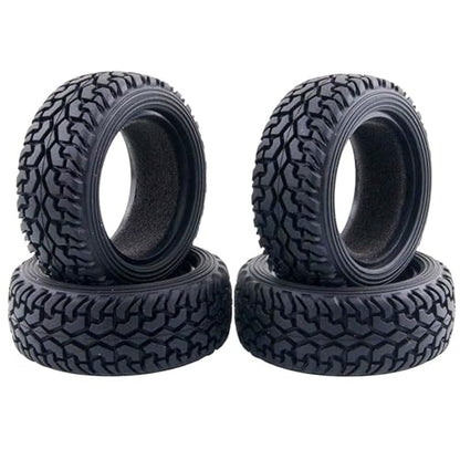1/10 RC On-Road Car Tyres,WONFAST 4PCS 75mm Rally Grain Car Rubber Tires Sponge Insert for 1:10 RC On Road Run-flating Racing Car Parts for Tamiya HSP HPI Kyosho(Black) - color: 75mm