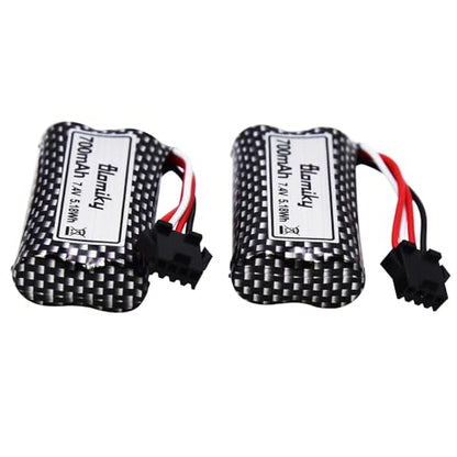 Blomiky 2 Pack 7.4V 600mAh Li-ion SM-4P Plug Rechargeable Battery and Cable Suitable for HJ812 HJ820 HJ822 TX126 RC Boat /HJ812 Battery
