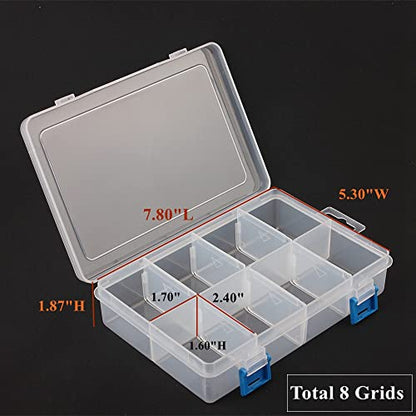 3 Pack Plastic Parts Storage Case and Adjustable Divider Box for Hardware and Craft, 8 Grids, Clear - size: 8 Grids