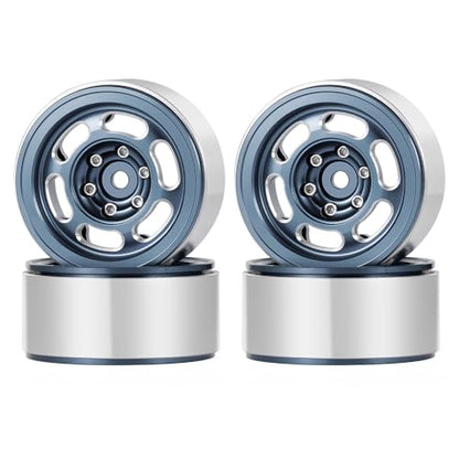 MOHERO 4Pcs 1.3 RC Beadlock Wheel Rims for 1/18 1/24 RC Crawler TRX4M Axial SCX24 Redcat Ascent-18 Upgrade Parts (Grey) - color: Grey