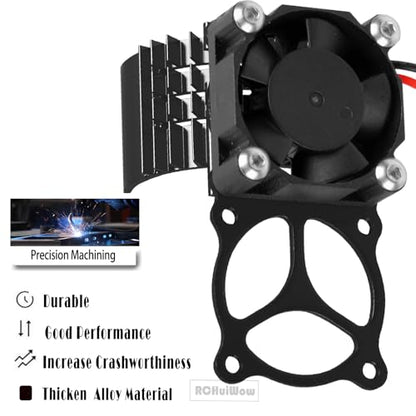 RC VXL-3s ESC Cooling Fan Heat Sink w/Dual Fan Heat Sink Upgrades Part for 1/10 Slash Rustler Stampede 4x4 VXL 4WD,High Velocity Fan Heatsink Hops Up,Black - color: Black(1set)
