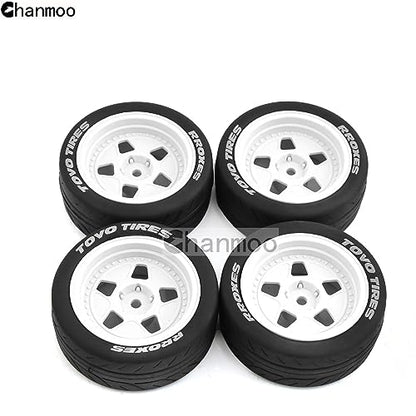1/10 RC Racing Car Tire Rally On Road Tyres 12mm Hex Hard Plastic Wheels Rim for 1：10 Scale Drift Car Tamiya TT01 TT02 XV01 TA06 A959 PTG2 144001 HPI KYOSHO WR8 HSP PTG2 Traxxas 4PCS (Brown) - color: Brown