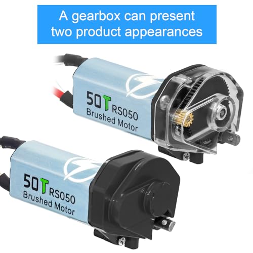 050 50T Brushed Motor with Transparent Acrylic Aluminum Alloy Transmission Gearbox for 1/24 RC Crawler SCX24 AX24 Upgrade(Black) - color: Black