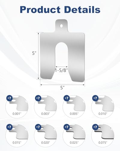 MUZIK 56 Pcs 5"x5" Metal Shims for CNC, Machining & Automotive Alignment | 304 Stainless Steel, 8 Thicknesses, Easy Identification, Precision Laser Cut, Corrosion Resistant, Burr Free Finish - size: D 5" x 5"
