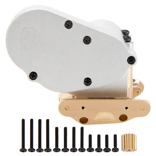 MEUS RACING SCX30 Transmission Assembled Gearbox with Brass Skid Plate for Axial SCX30 1/30 RC Crawler (Silver) - color: Silver