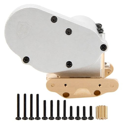 MEUS RACING SCX30 Transmission Assembled Gearbox with Brass Skid Plate for Axial SCX30 1/30 RC Crawler (Silver) - color: Silver