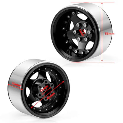 4PCS Aluminum 1.9" Beadlock Wheel Rims, Black | Upgrades for Axial SCX10 I II III, TRX4, GEN7 GEN8, 1/10 RC Crawler Truck Car - color: Black