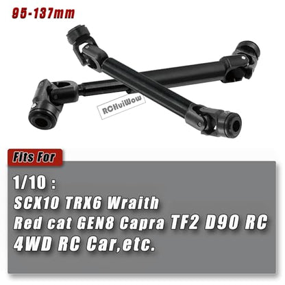 Universal Drive Shaft(95-137MM) Upgrades Part for 1/10 SCX10 II Red cat D90 Gen7/Pro GEN8 RC 4WD,Harden Steel #45 RC Driveshafts,2PCS,Black - size: 95-137mm(2pcs)