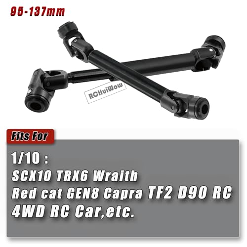 Universal Drive Shaft(95-137MM) Upgrades Part for 1/10 SCX10 II Red cat D90 Gen7/Pro GEN8 RC 4WD,Harden Steel #45 RC Driveshafts,2PCS,Black - size: 95-137mm(2pcs)