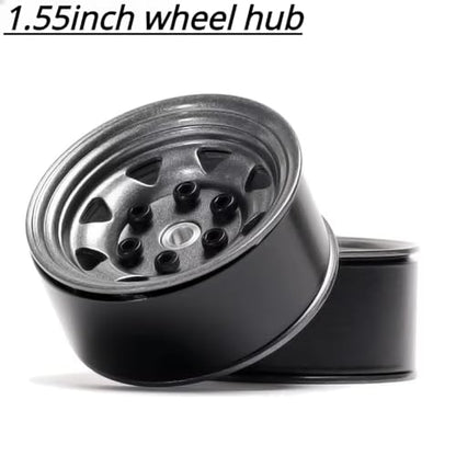 4PCS 1.55 inch Metal Beadlock Wheel Hub RC Car Aluminum Alloy Wheel Rim Compatible with 1/10 RC Crawler Car Model D90 TF2 Tamiya CC01 CC02 LC70 LC80 (Grey) - color: Grey