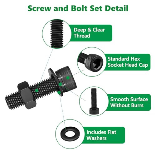 781PCS M3 Screw Assortment Kit, 12.9 Alloy Steel Hex Socket Cap Bolts | M3 X 6/8/10/12/16/20/25/30mm,With Nuts & Flat Washers & Lock Washers & Wrench, Black Zinc Plated ,for 3D Printing, DIY, Home - size: M3 781pcs 3