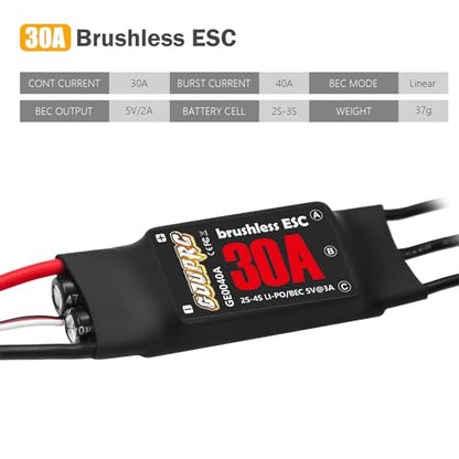 GOUPRC 30A Brushless ESC 2-3S Electric Speed Controller with 5V/2A BEC & XT60 Plugs for Drone Helicopter Fixed Wing DIY RC Multi-axis Aircraft (2PCS) - style: 30A*2