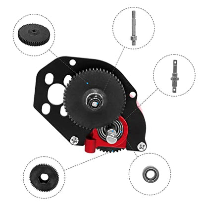 Complete Transmission Gearbox with Steel 0.3 Mod Transmission Gear for Axial SCX24 Deadbolt C10 JLU Gladiator Bronco 1/24 RC Crawler Car Upgrade (Red) - color: Red