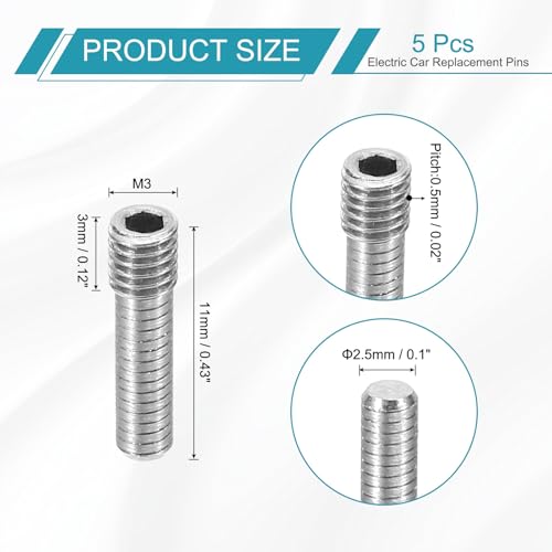 MECCANIXITY 5 Pack Driveshaft Screw Pins, M3x11x3mm Universal Stainless Steel Drive Shaft Screw Pins, RC Car Repair Parts for Electric Car/Truck Replacement - size: M3x11x3mm