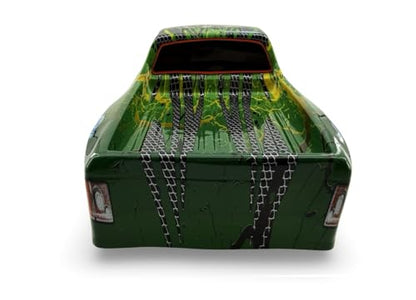 1/10 Scale RC Drift Body Shell - Painted Pickup Truck Lexan Body for Touring & Off-Road RC Cars - Monster King Graphic (Green) - color: Green