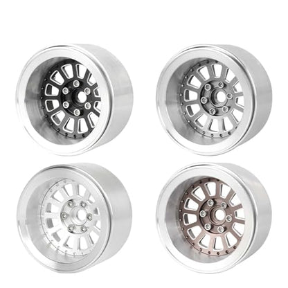 Aluminum 2.2" Beadlock Wheel Offset -10mm Metal Rims for SCX10 RR10 TRX4 VS4-10 Gen8 1/10 RC Crawler Car Upgrade Parts (12-Spoke, Silver) - color: 12-spoke, Silver