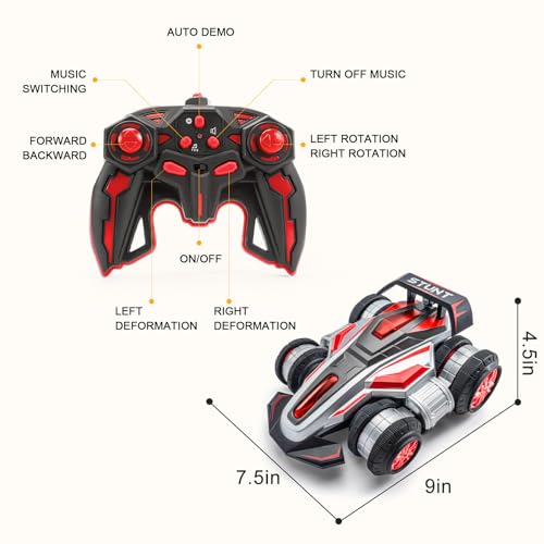 RC Car High Speed RC Stunt Car Toy as a Gift for Children | 360° Rotating RC Trucks with lights and music, High Speed Remote Control Car , upright walking cars, Toy for 6-12 Boys