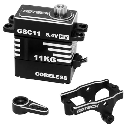 GOTECK 11KG Coreless Digital Micro Steering Servo, High Torque Metal Gear Aluminum Housing Servo with Mount & Horn, 180° Angle RC Upgrade Parts for 1/18 TRX4M TRX4MT RC Crawler