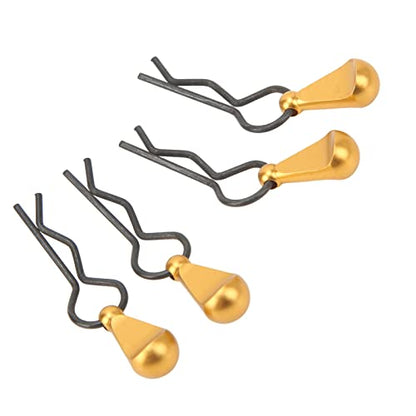 RC Body Clips R Pins Metal RC Car Body Clips Stainless Steel R , Aluminium Alloy Pull Tabs Car Assembly for 1/10 (Gold) - color: Gold