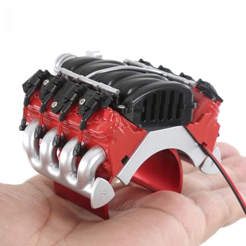 1/10 RC Simulate V8 Engine Radiator Cover with Heatsink RC Motor Cooling Fans Accessories Compatible with 1:10 Scale Crawler Car Traxxas TRX4 TRX6 Axial SCX10 D90 90047 Upgrade Parts