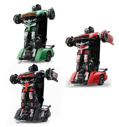 Veeniix V992 3-Pack: Gray, Red & Green Transform Robot RC Cars, 1:14 Scale 2-in-1 Auto-Transforming Toy with Gesture Control, Sound & Lights, Ideal Gift Set for Kids