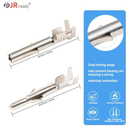 JRready ST6423 MLX 2.13mm Diameter Crimp Terminals, Pin and Sockets 14-20AWG, Compatible with Molex MLX Male & Female Crimp Terminals (50 Pair) - size: MLX 50Pair Terminal Kit