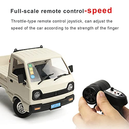 D12Mini Kei Truck RC Car 1/16 2.4Ghz Remote Control Rock Crawler Off Road Truck with Brushed Motor, LED Headlights, Middle Engine Rear Drive RTR Toys Car for Adults