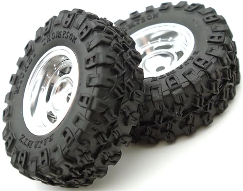 1.0 Aluminium Beadlock Wheel and Tire Set for SCX24 1/24 1/18 RC Crawler FK1002 (Silver) - color: Silver