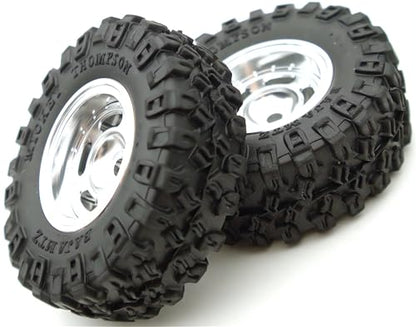 1.0 Aluminium Beadlock Wheel and Tire Set for SCX24 1/24 1/18 RC Crawler FK1002 (Silver) - color: Silver