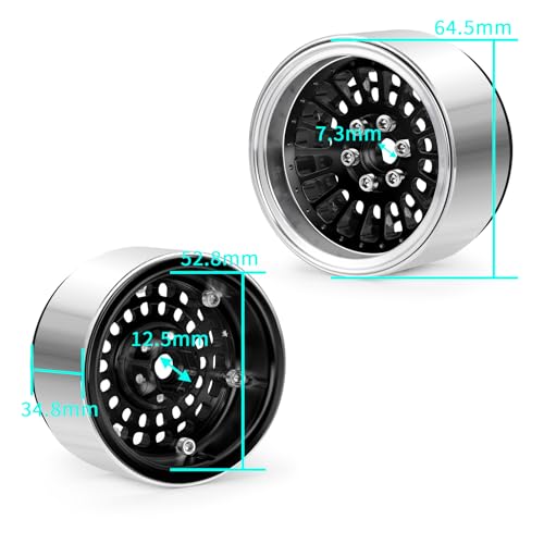 2.2" Beadlock Wheels RC Aluminum Rims for AXIAL Wraith RR10 TRX4 SCX10 Redcat Gen8 1/10th RC Crawler Truck Car (Black) - color: Black