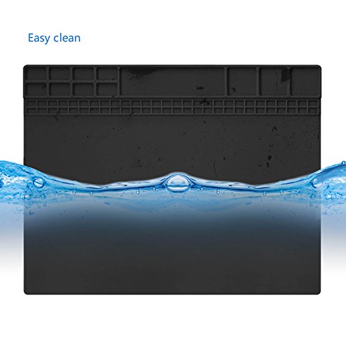 Handook Silicone Soldering Mat, Repair Mat, 16 x 12 Inch, Black | Heat Resistant 932°F, For Cellphone, Computer, PCB Board, Watch, Electronic Repair Mat, For Soldering Station Iron Gun - color: Black