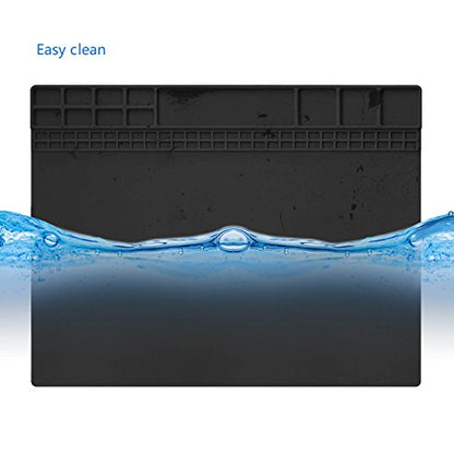 Handook Silicone Soldering Mat, Repair Mat, 16 x 12 Inch, Black | Heat Resistant 932°F, For Cellphone, Computer, PCB Board, Watch, Electronic Repair Mat, For Soldering Station Iron Gun - color: Black