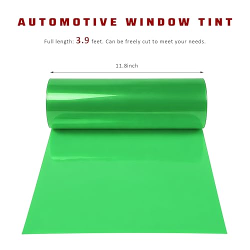 Car Light Tint Film, 12" × 48" Waterproof Headlight Vinyl Wrap Film Includes Squeegee & Cutter, Self-Adhesive Air-Release Wrap for Fog Lights, Taillights, and Headlights (Green) - color: Green