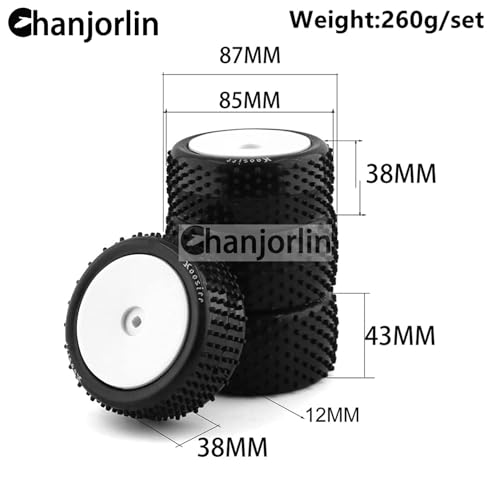1/10 RC Off Road Front and Rear Tires and Wheels Rims 12mm Hex Racing Tyres For 1:10 Scale Buggy Car Tamiya TD4 TT-02B DF-02 Serpent Spyder SRX2 SRX4 XRAY XB2 Tekno EB410 yokomo yz4 4PCS