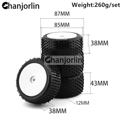 1/10 RC Off Road Front and Rear Tires and Wheels Rims 12mm Hex Racing Tyres For 1:10 Scale Buggy Car Tamiya TD4 TT-02B DF-02 Serpent Spyder SRX2 SRX4 XRAY XB2 Tekno EB410 yokomo yz4 4PCS