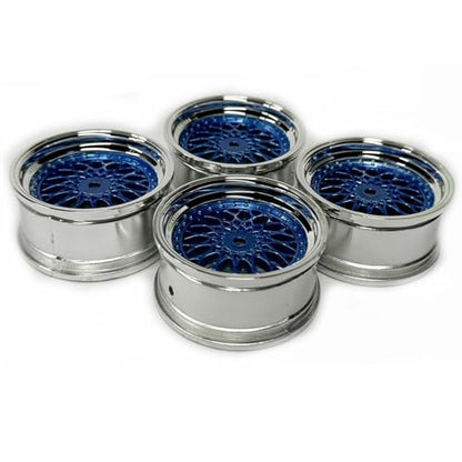 4PCS 64mm RC On Road Rubber Tires and Plastic Plating Wheel Rims Set Replacement Part for 1/10 RC Run-flating Touring Racing Drift Car Tyre(Blue Silver,Offset:3mm) - color: Blue Silver, size: Offset:3mm
