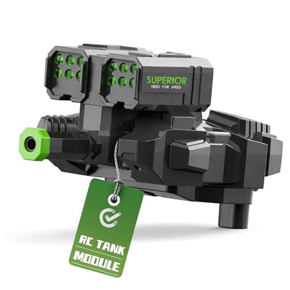 RC Tank Launcher Module Replacement for Remote Control Toy Vehicle, Foam Dart Launcher Head Attachment for Kids RC Tank, Soft Dart Accessory Spare Part, Green - color: Green & Rapid Shooter