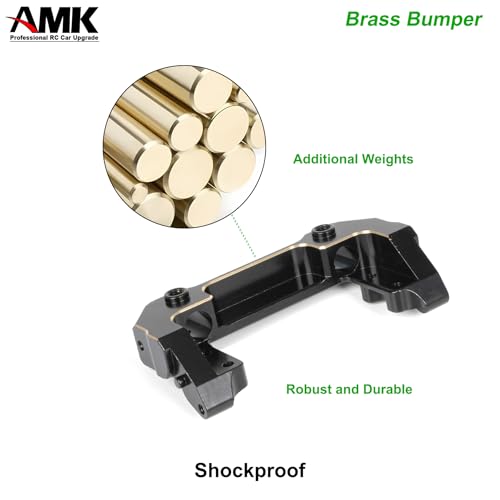 AMK SCX10 III Brass Bumper Munnt Black Coating, 158g Front Rear Bumper Set Complete with Steering Link for 1/10 RC Crawler Body LCG Chassis Axial SCX10 Upgrades