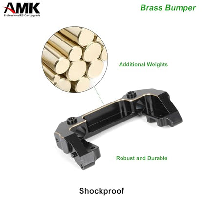 AMK SCX10 III Brass Bumper Munnt Black Coating, 158g Front Rear Bumper Set Complete with Steering Link for 1/10 RC Crawler Body LCG Chassis Axial SCX10 Upgrades