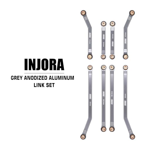 INJORA Aluminum High Clearance 4 Links Set for 1/24 Axial SCX24 GX470 RC Crawler Upgrade(Grey) - color: Grey
