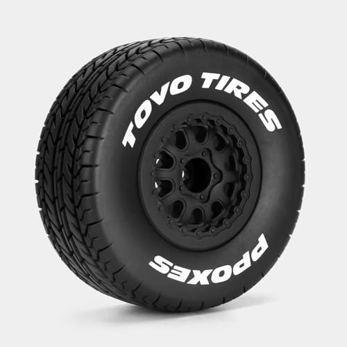 fujita 1/10 RC Racing Short Course Truck Tire & Off-Road Tyre Set Competible for ARRMA SENTON 3S Traxxas Slash4X4 Losi Tenacity Redcat HPI HSP RC Hort Course Truck Car（Black A） - color: Black a