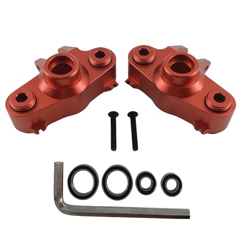 Steering Block Knuckle Arms for E-Maxx T-Maxx 3.3 E-Revo Summit (Red) | Aluminum,Rubber Shielded Bearings,1/10 Scale,RC Cars,Upgrade Parts,5334R Compatible,CNC Machined,High Strength - color: Red