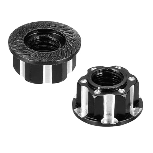 MECCANIXITY Hexagonal Nuts Aluminum M4 RC Wheel Carving Hex Nuts Dustproof Anti-Skid Mount Cap for 1/10 RC Model Car Trucks Off Road Car Upgraded Parts Pack of 2(Black) - color: Black